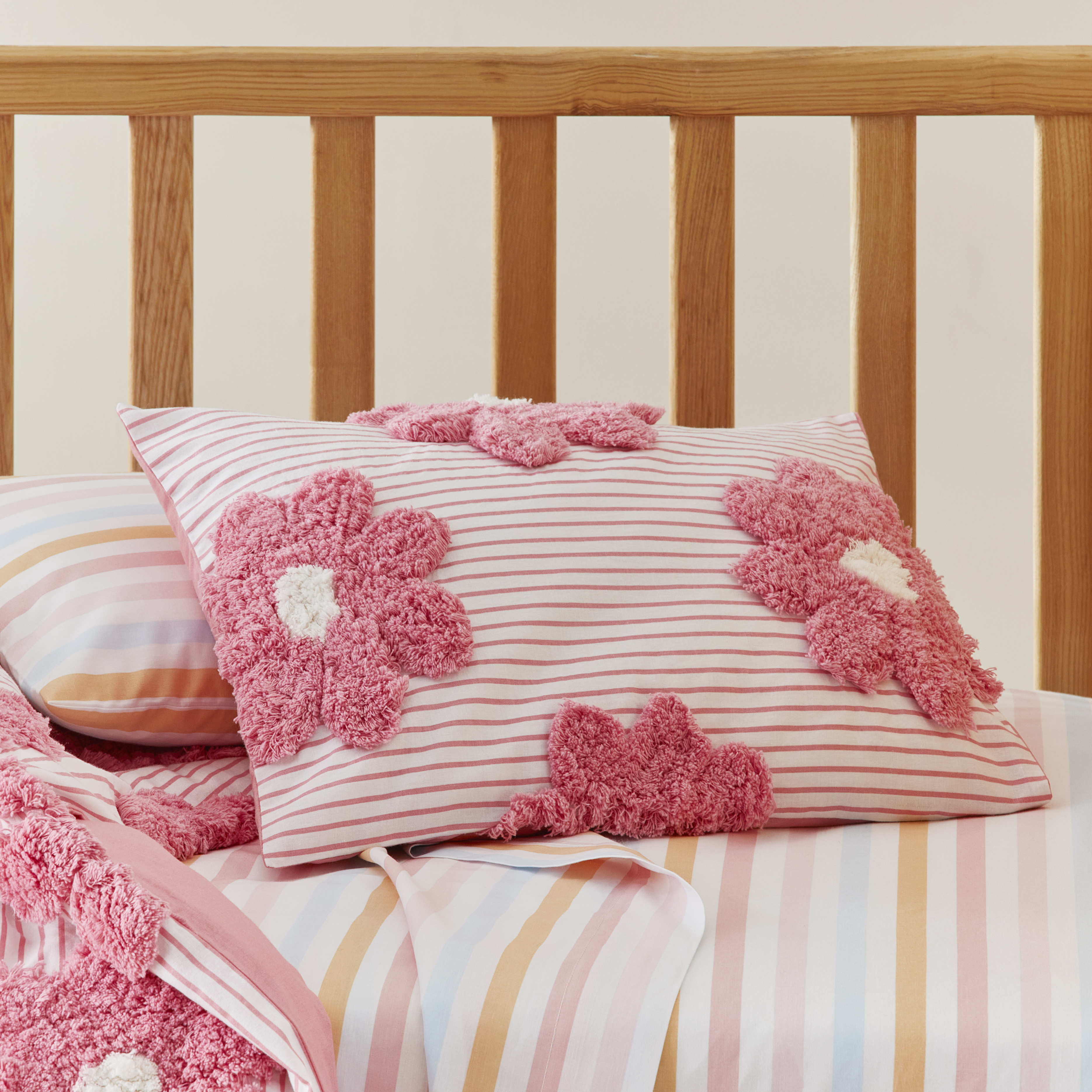 Adairs Kids Blossom Tufted Powder Pink Cot Quilt Cover Set Adairs