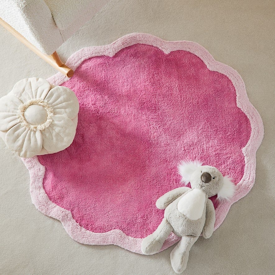 Adairs Kids Reece Pink Scallop Rug Adairs