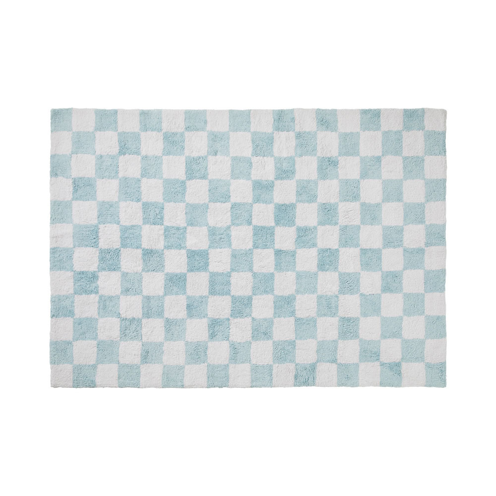 Adairs Kids Decorative Blue Check Rug Adairs