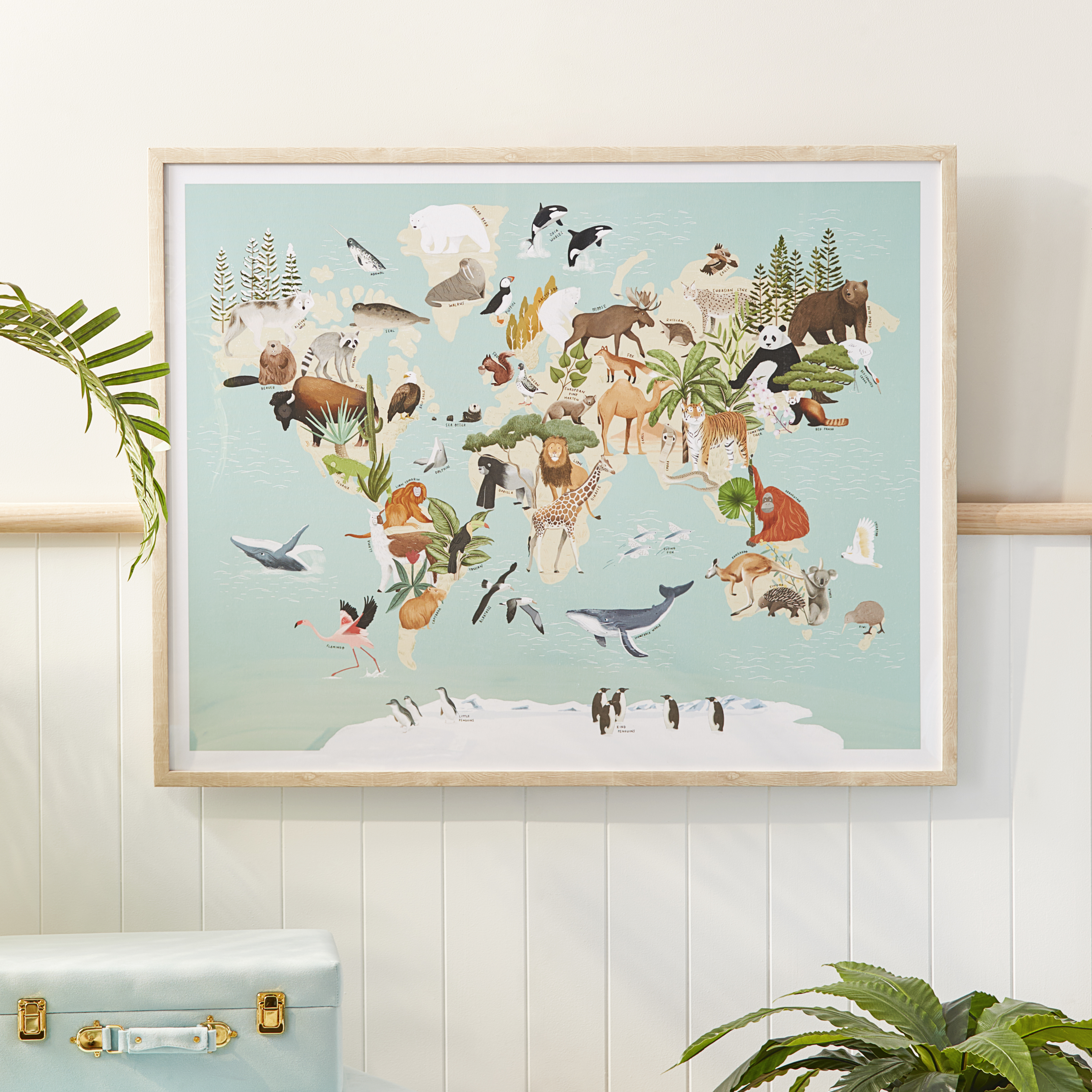 Adairs Kids Around the World Blue Wall Art Adairs