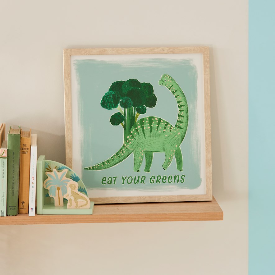 Adairs Kids Eat Your Greens Brontosaurus Wall Art Adairs
