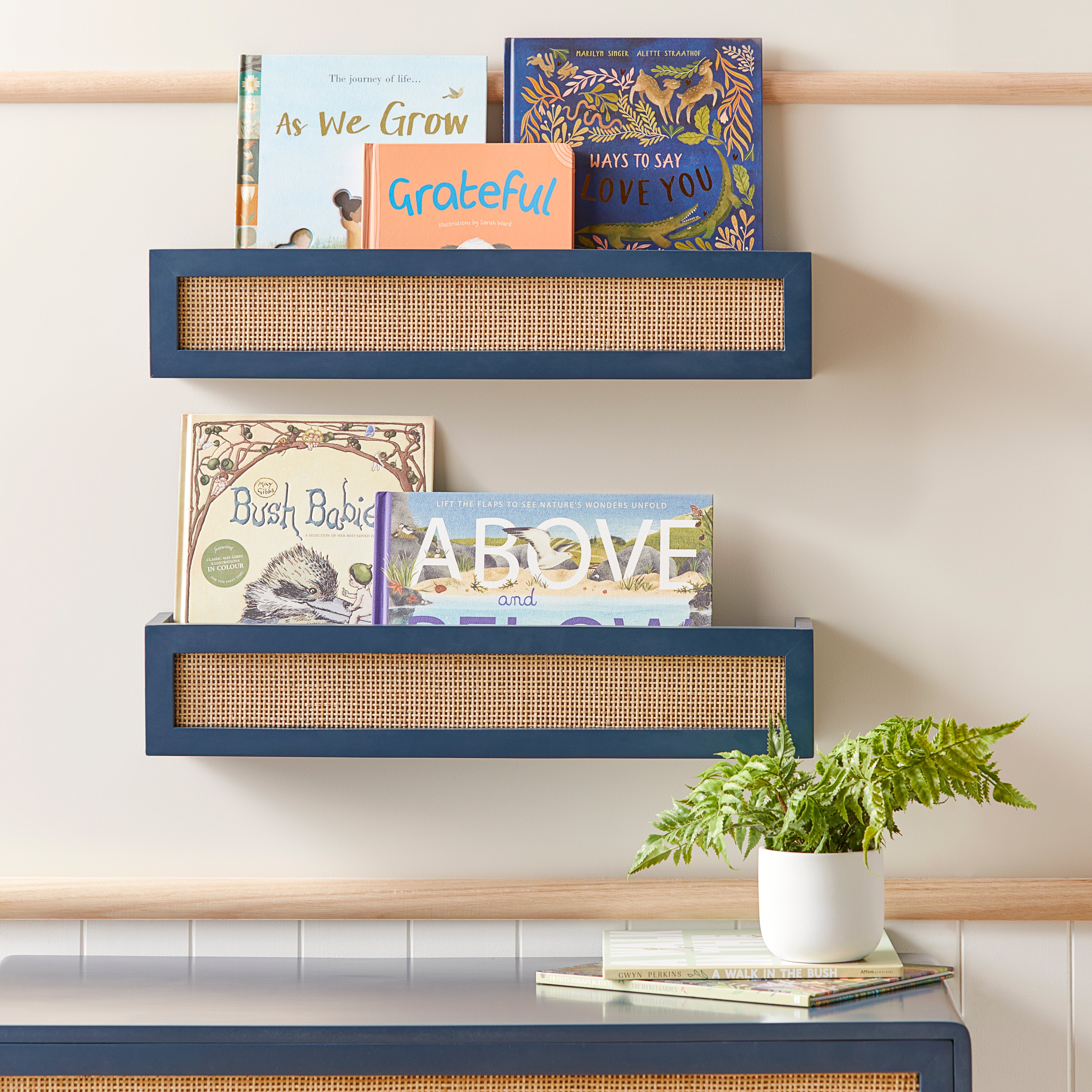 Adairs Kids Junior Bedroom Blue Wall Bookshelf Adairs