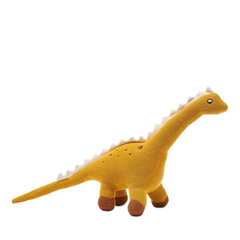 Spotty Dinosaur Mustard Knitted Toy