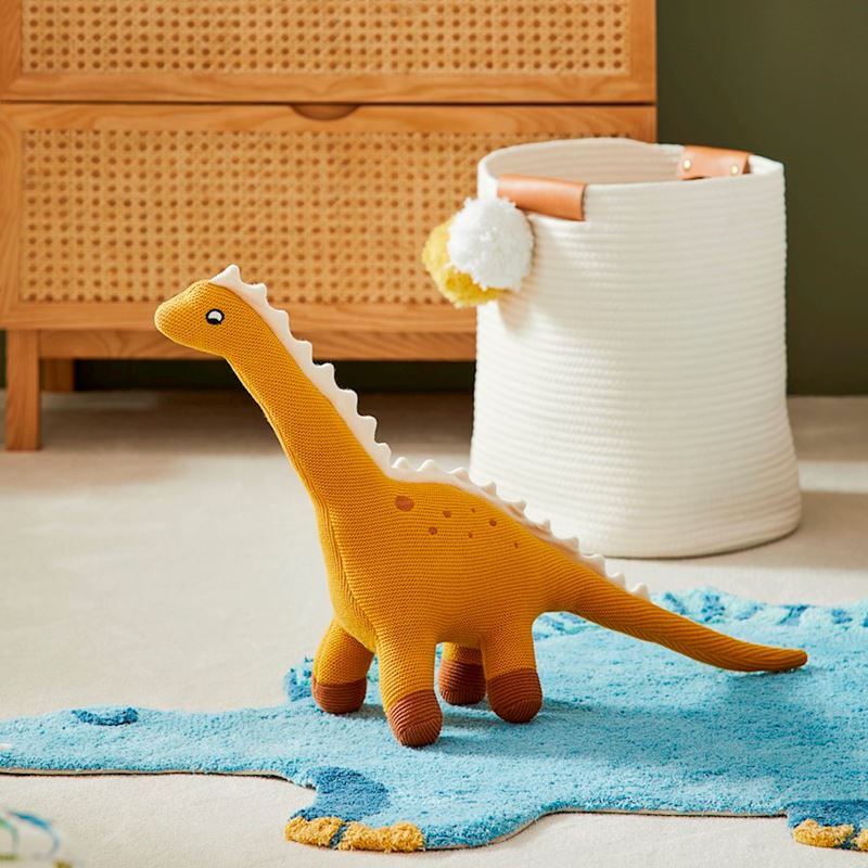 Spotty Dinosaur Mustard Knitted Toy