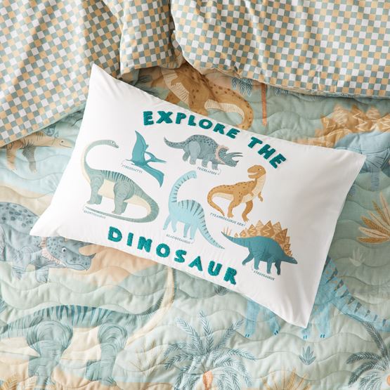 Explore The Dinosaur White Text Pillowcase