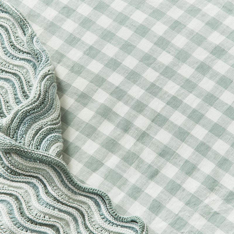 Vintage Washed Linen Eucalyptus Check Fitted Sheet