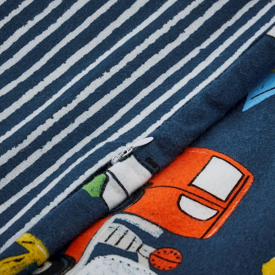 Adairs Kids Truck Town Navy Flannelette Cot Quilt Cover Set Adairs