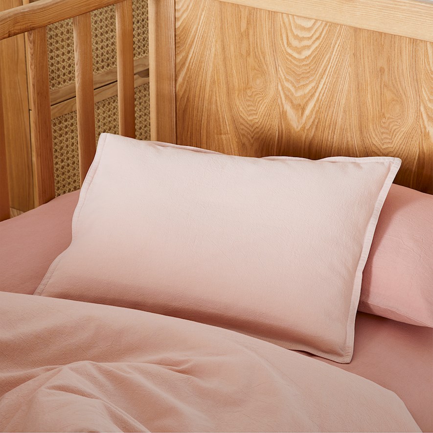 Adairs Kids Stonewashed Cotton Pink Sand Cot Quilt Cover Set Adairs