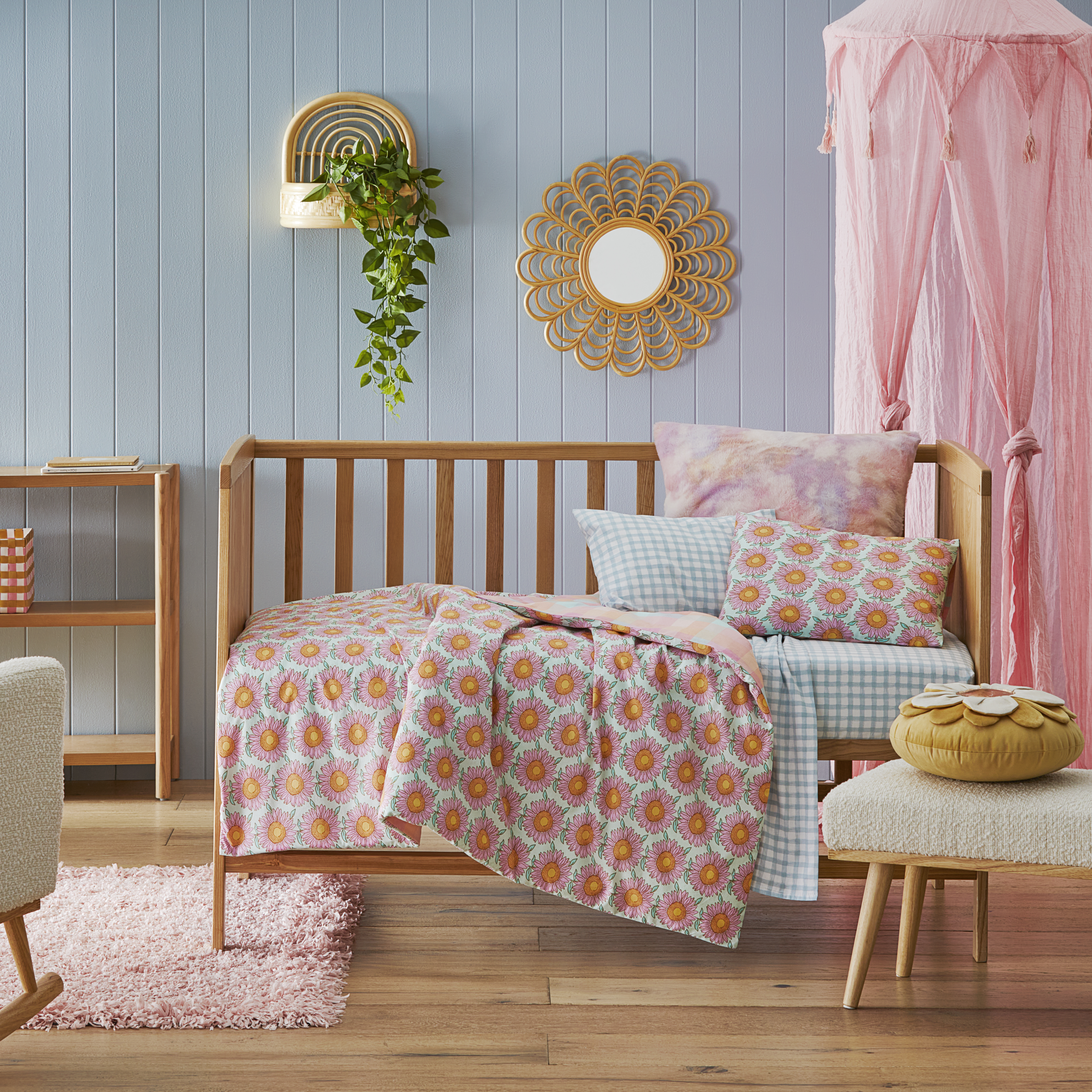 Adairs Kids Sunflower Multi Stonewashed Cot Quilt Cover Adairs