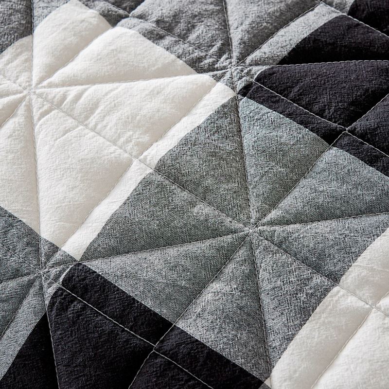 Yarn Dyed Black Gingham Quilted Cot Quilt Cover Set