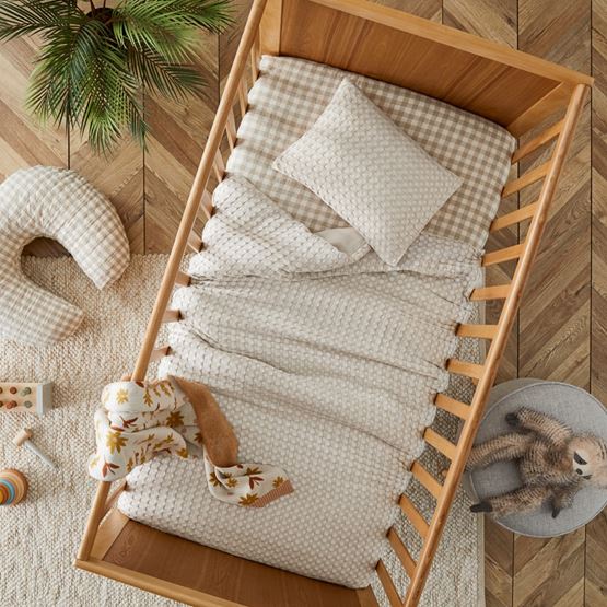 Bobbi Bamboo Waffle Oat Cot Quilt Cover