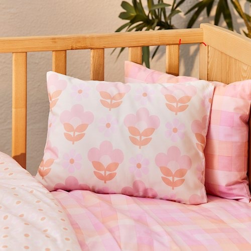 Adairs Kids Flower Pop Pink Cot Quilt Cover Set Adairs