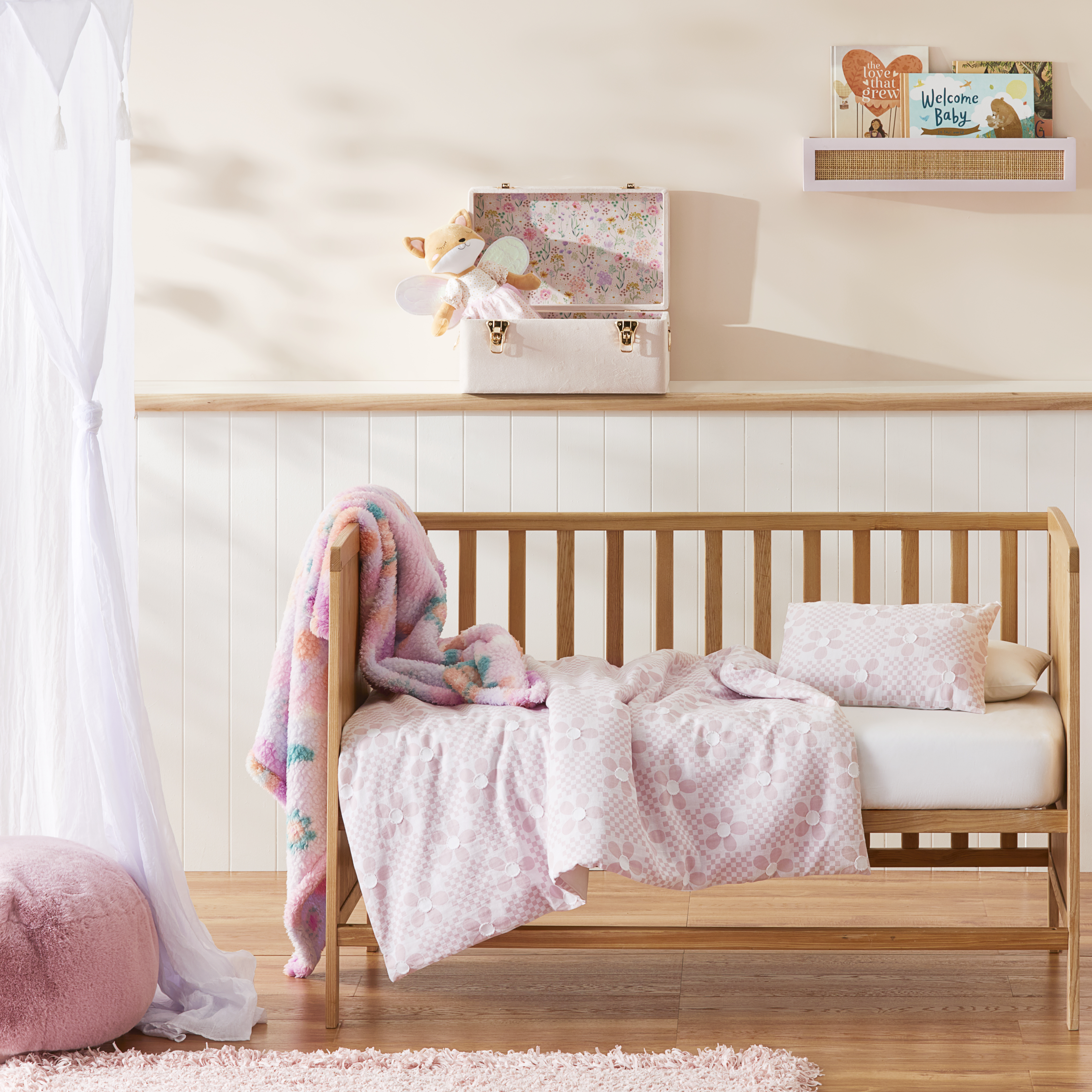Adairs Kids - Gypsy Matelasse Pink Cot Quilt Cover Set | Adairs