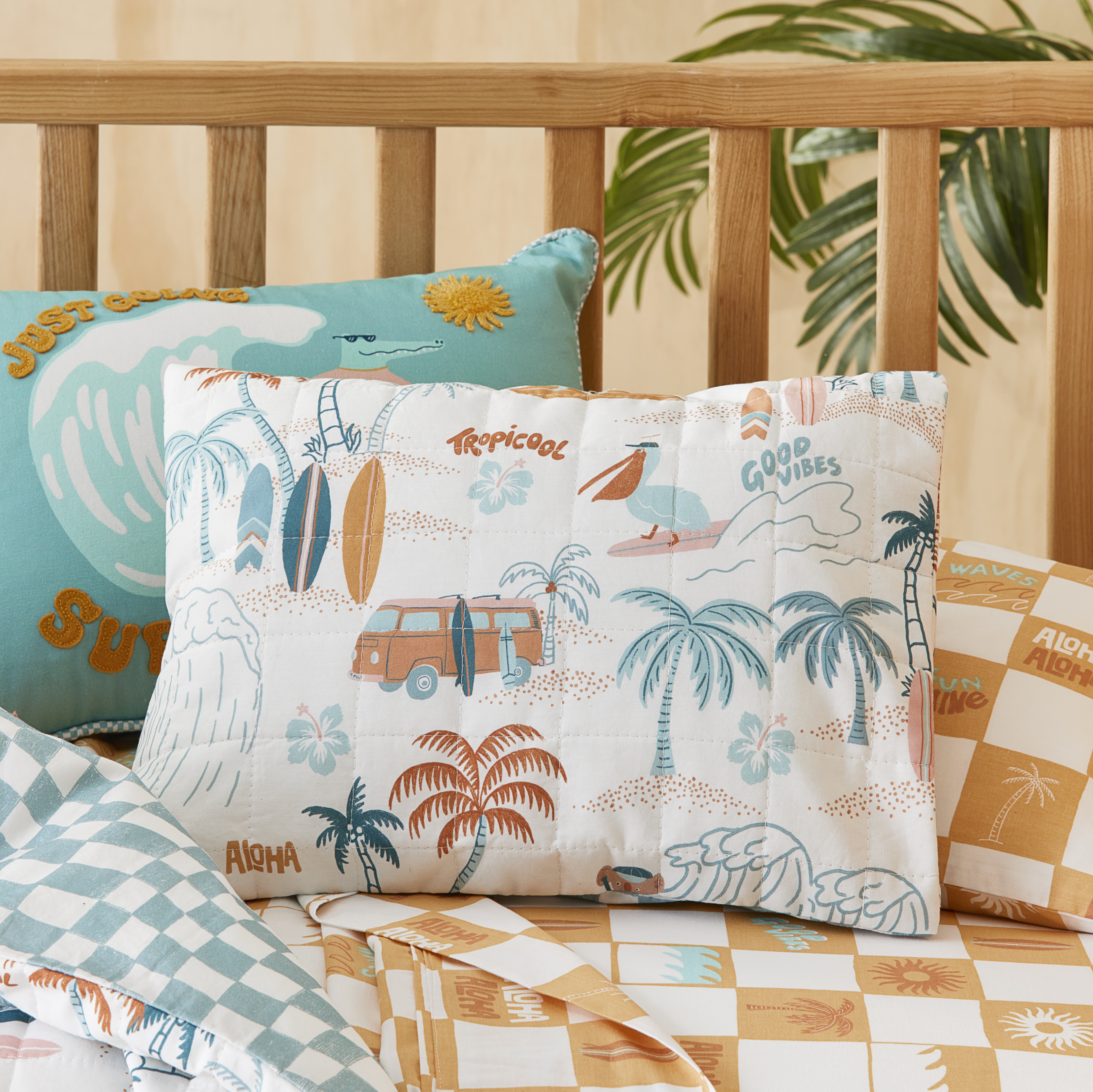 Adairs Kids Summer Surf Ocean Cot Quilt Cover Set Adairs