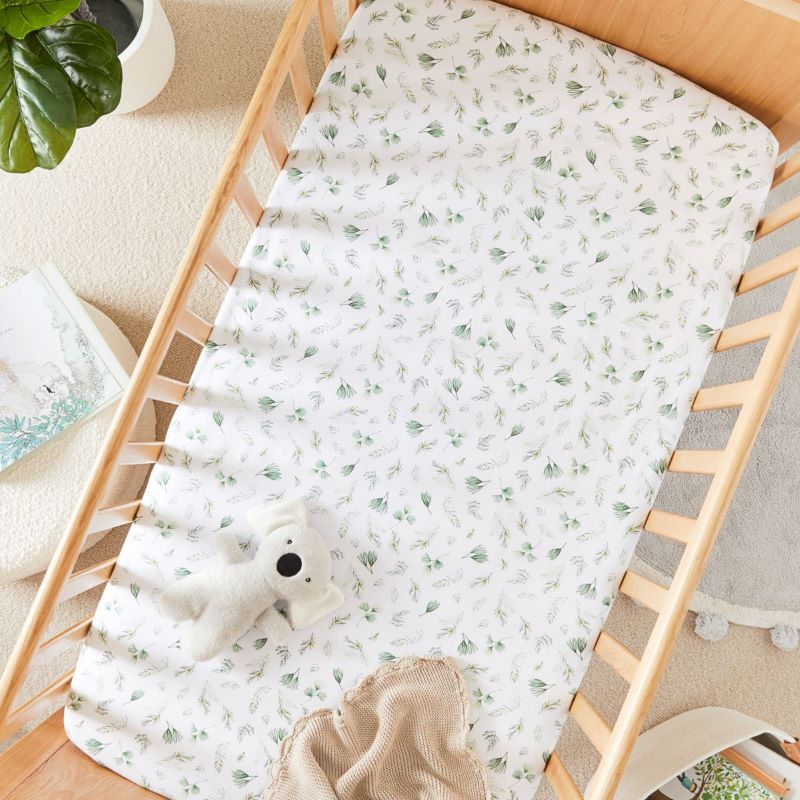 Adairs Baby Olive Leaf Fern Jersey Fitted Sheets Pack of 2 Adairs