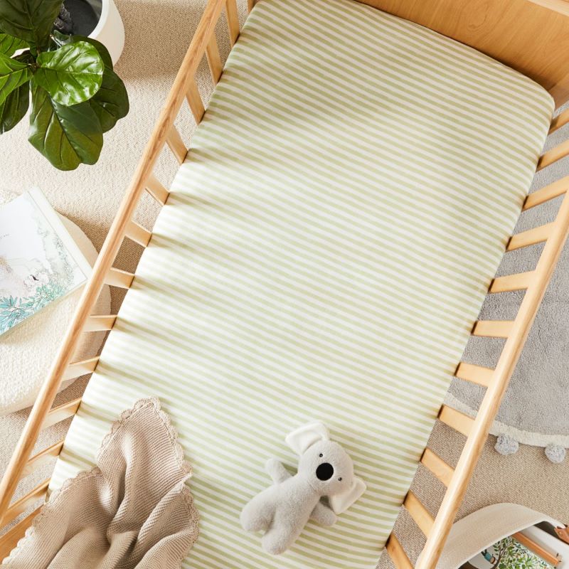 Adairs Baby Sacha Stripe Fern Jersey Cot Fitted Sheet Pack of 2 Adairs