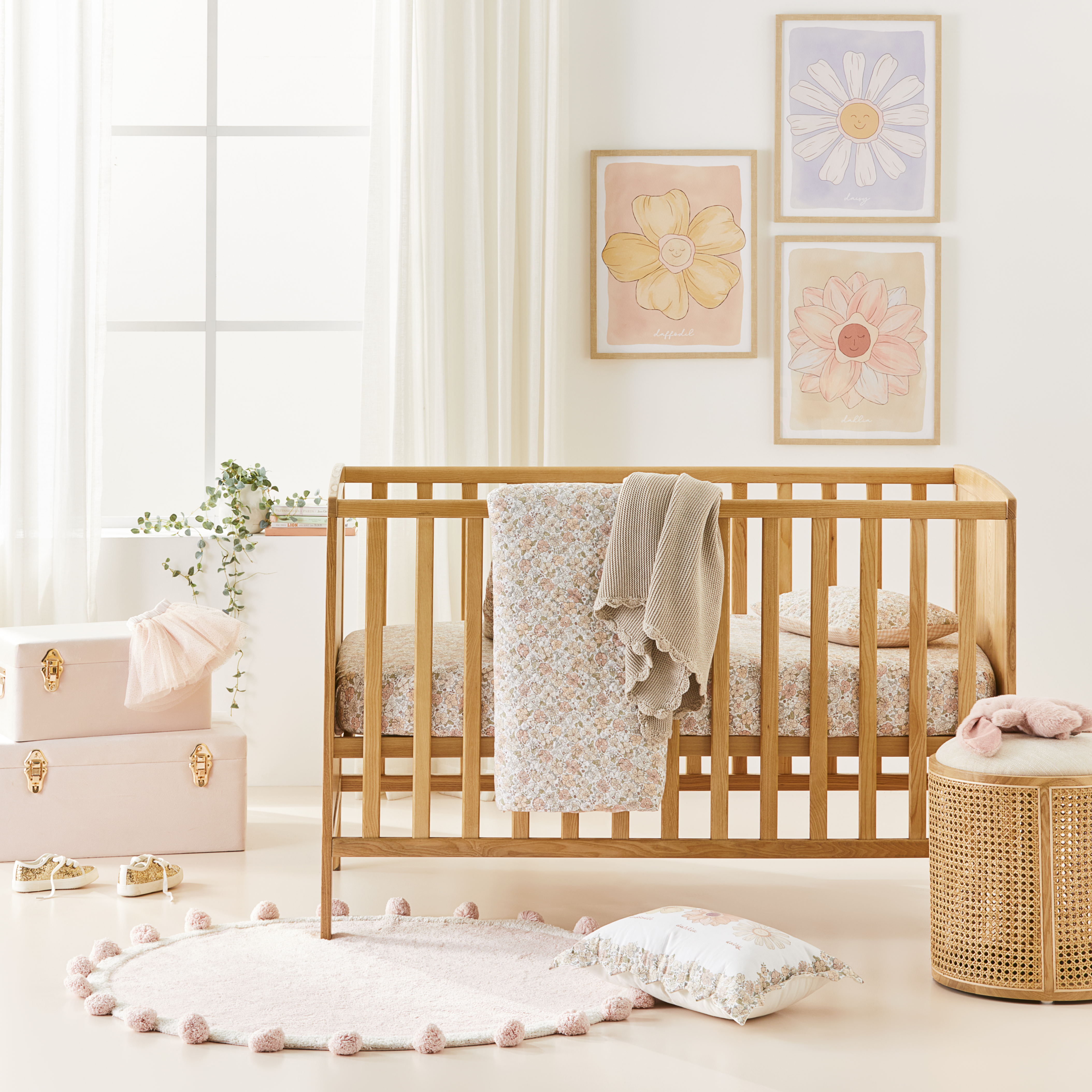 Adairs Baby - Vada Vintage Floral Pink Cot Quilt Cover Set | Adairs