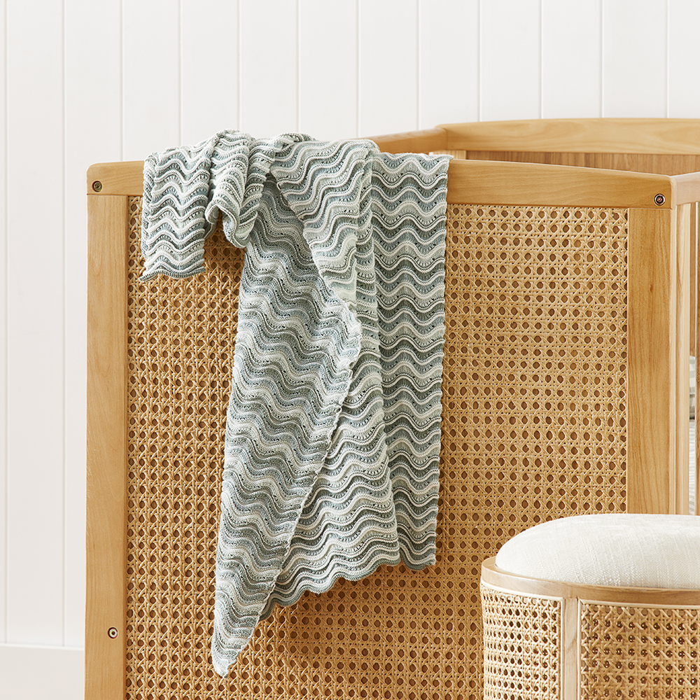 Adairs Baby Organic Cotton Ripple Seafoam Baby Blanket Adairs