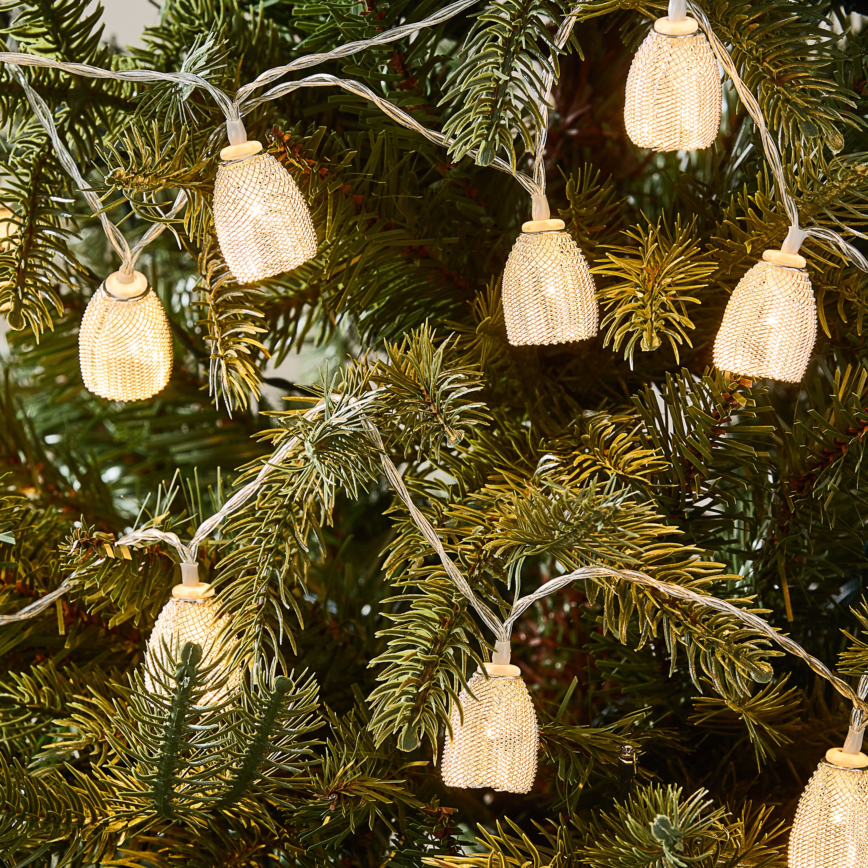 Silver Mesh String Lanterns 15 Lights Christmas Adairs