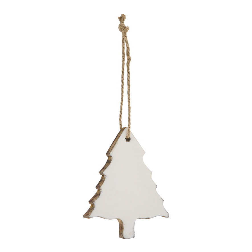Timber Natural & White Christmas Tree Ornament Adairs