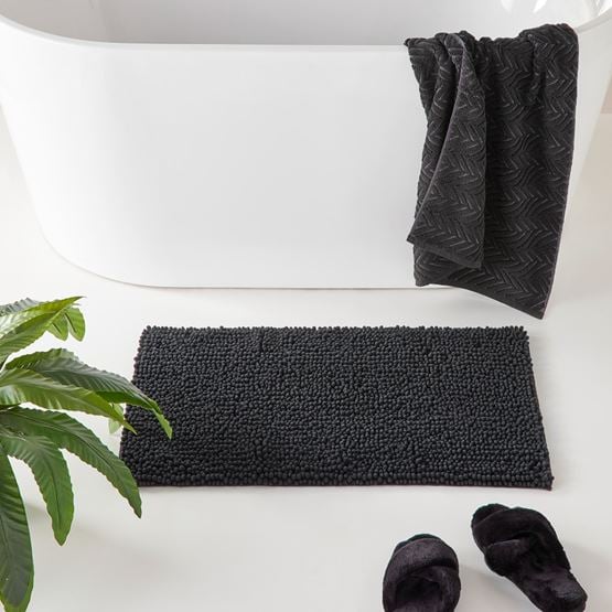Microplush Coal Bobble Bath Mat