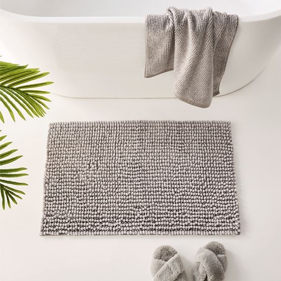 Microplush Grey Marle Bobble Bath Mat
