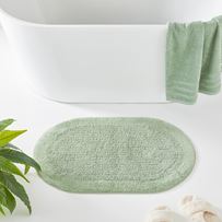 Nicola Eucalyptus Combed Cotton Oval Bath Mat