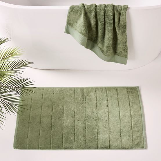Navara Solid Pine Bamboo Cotton Bath Mat