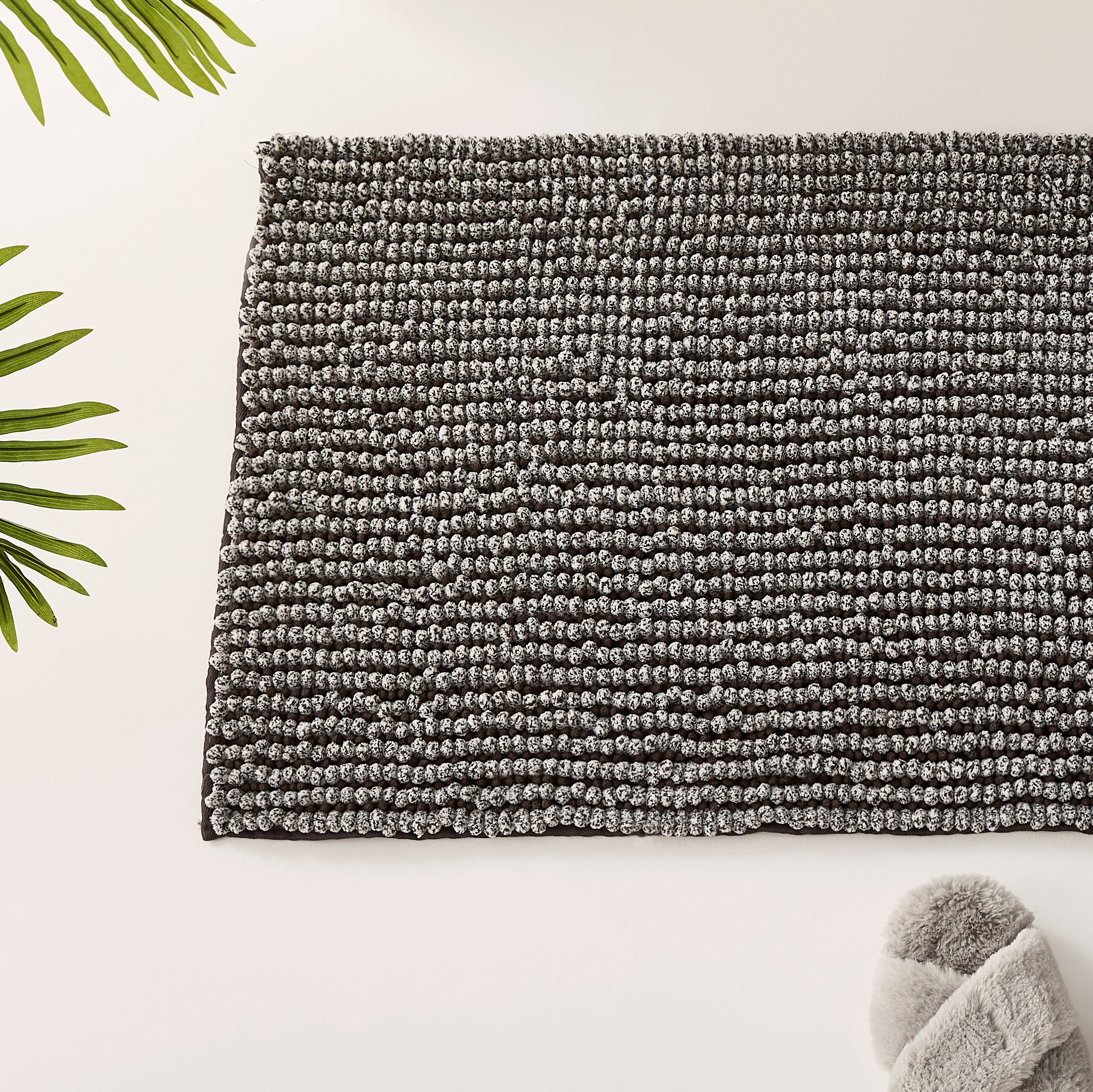 Microplush Graphite Marle Bobble Bath Runner Adairs