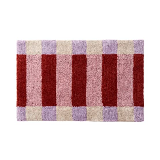 Check Border Strawberry and Candy Pink Bath Mat