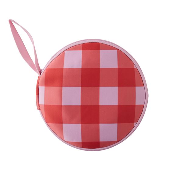 Pink and Red Gingham Neoprene Beach Picnic Set