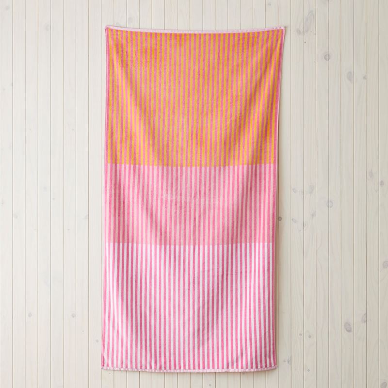 Stripe Block - Pink Red Kitchen Tea Towel