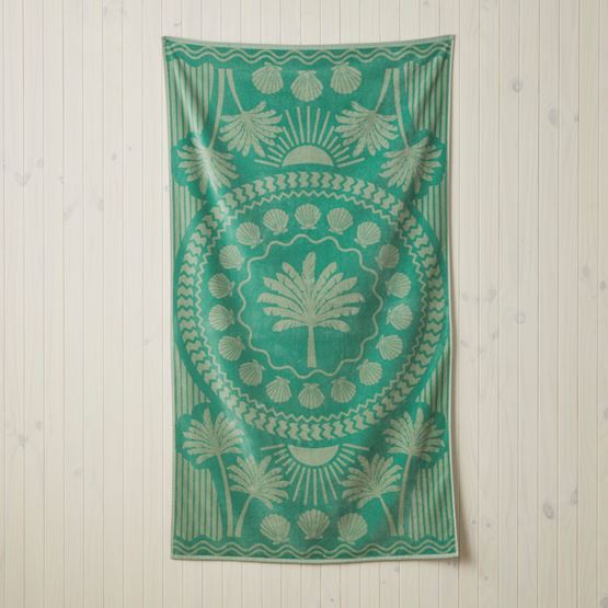 Velour Green Palm Beach Towel