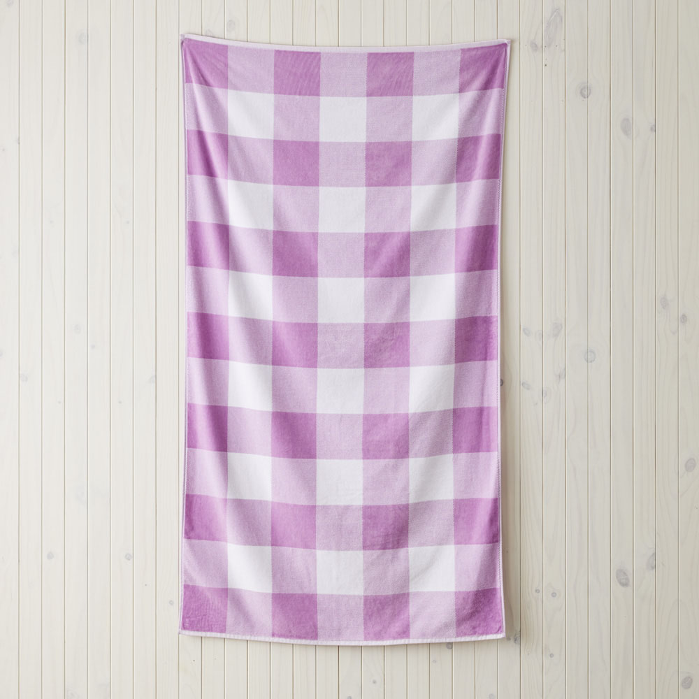 Velour Lilac Gingham Beach Towel | Adairs