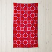 Velour Red Shell Check Beach Towel