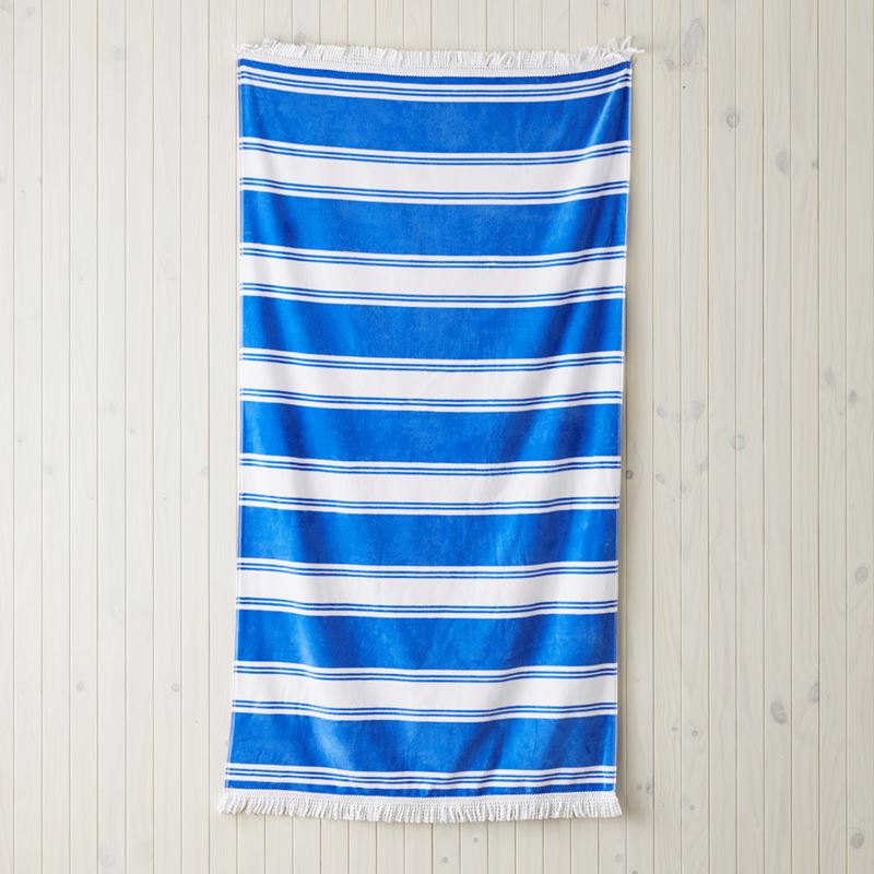 Velour Summer Stripe Blue Beach Towel