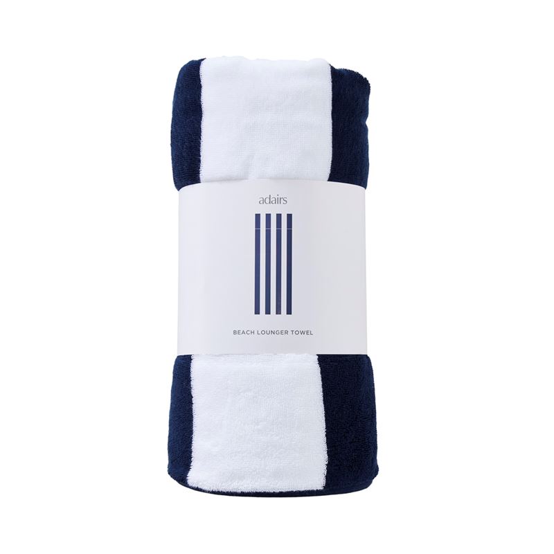 Navy & White Beach Lounger Towel