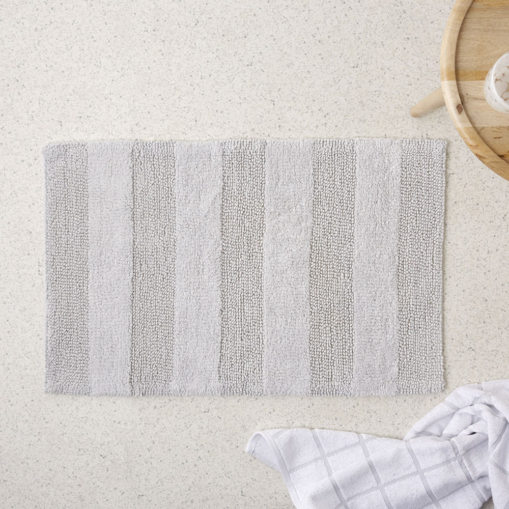 Soft Grey Stripe Bath Mat Adairs