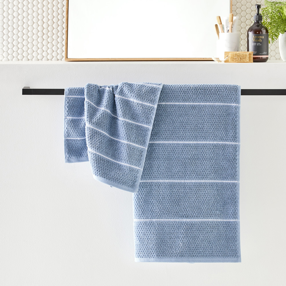Dakota French Blue Stripe Bath Towel Range Adairs