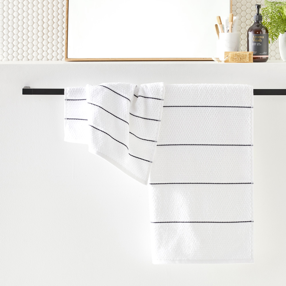 Dakota White Stripe Bath Towel Range Adairs