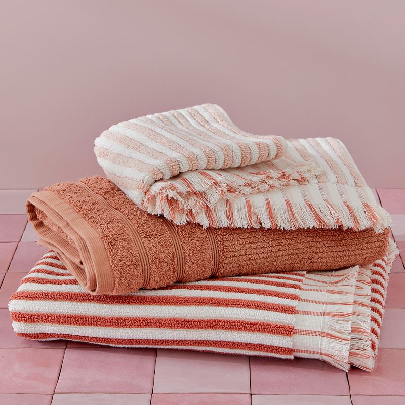 European Sophia Paprika & Nude Pink Turkish Cotton Towel Range