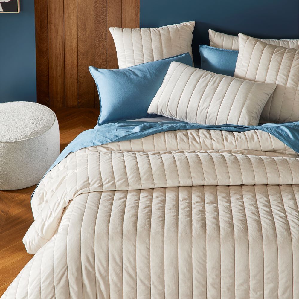 Arlo Natural Velvet Quilted Quilt Cover Separates Adairs