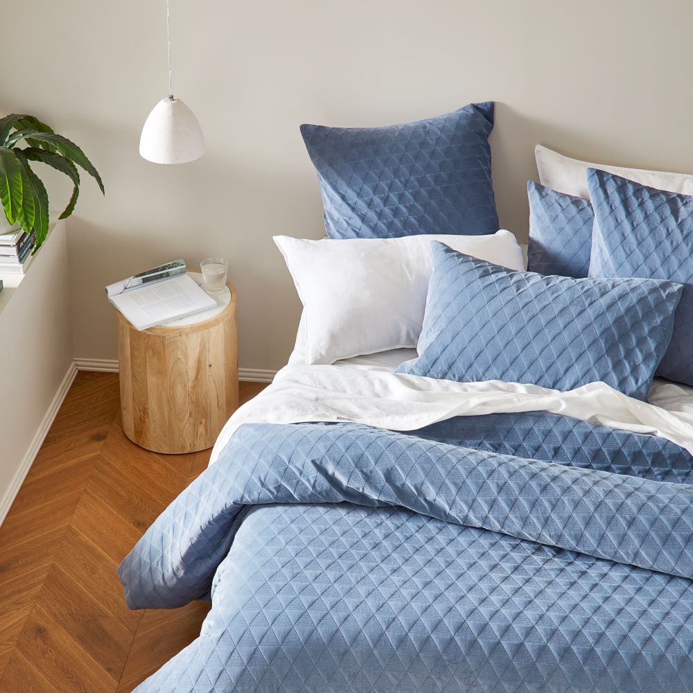 Cairo Slate Velvet Quilted Quilt Cover Separates Adairs