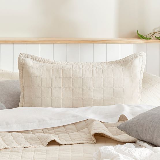 Mosman Sand Stripe Quilted Pillowcases
