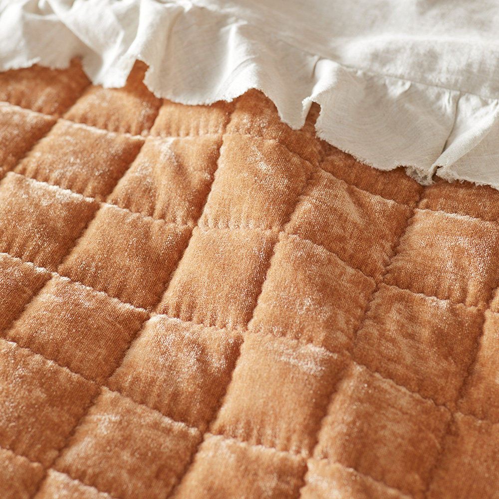 Dylan Cinnamon Velvet Quilted Coverlet Separates Adairs