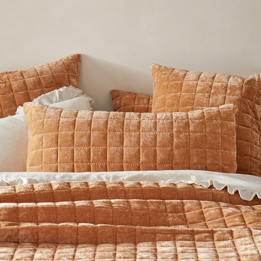 Dylan Cinnamon Velvet Quilted Coverlet Separates Adairs