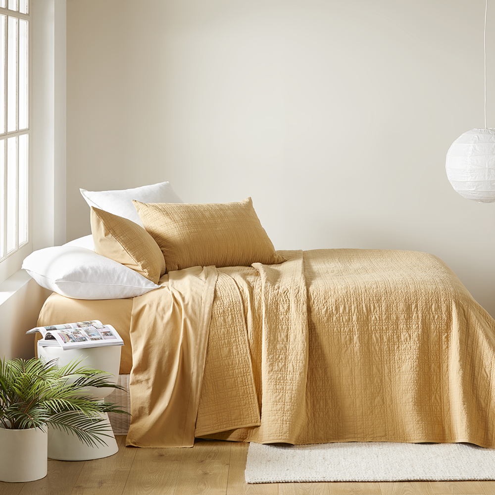 Stonewashed Cotton Gold Coverlet Separates Adairs