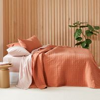 Stonewashed Cotton Paprika Quilted Coverlet Separates