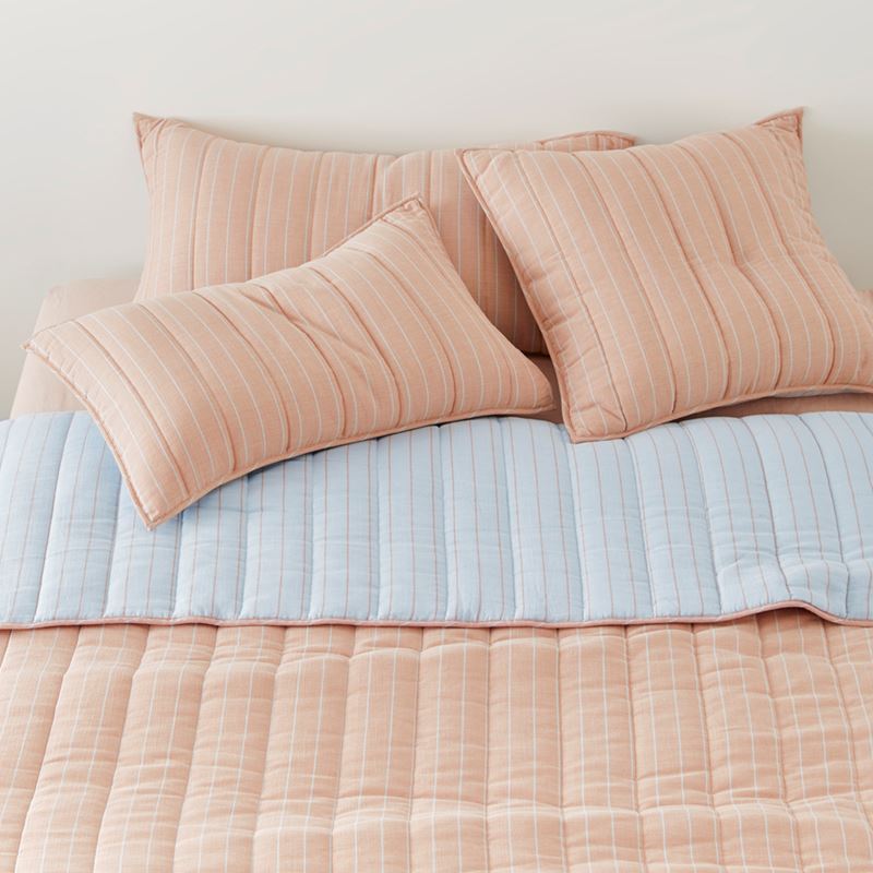 Cove Sky Blue Stripe Quilted Pillowcases