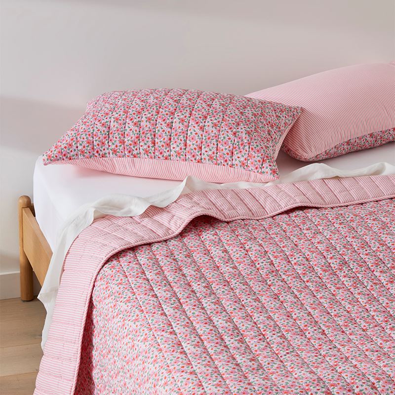 Pippa Pink Floral Quilted Coverlet Separates